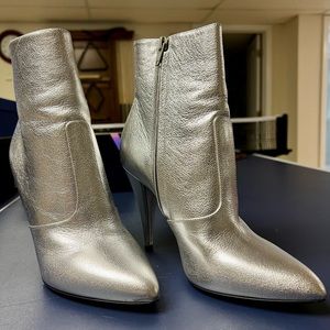 Yves Saint Laurent Silver Metallic Boots